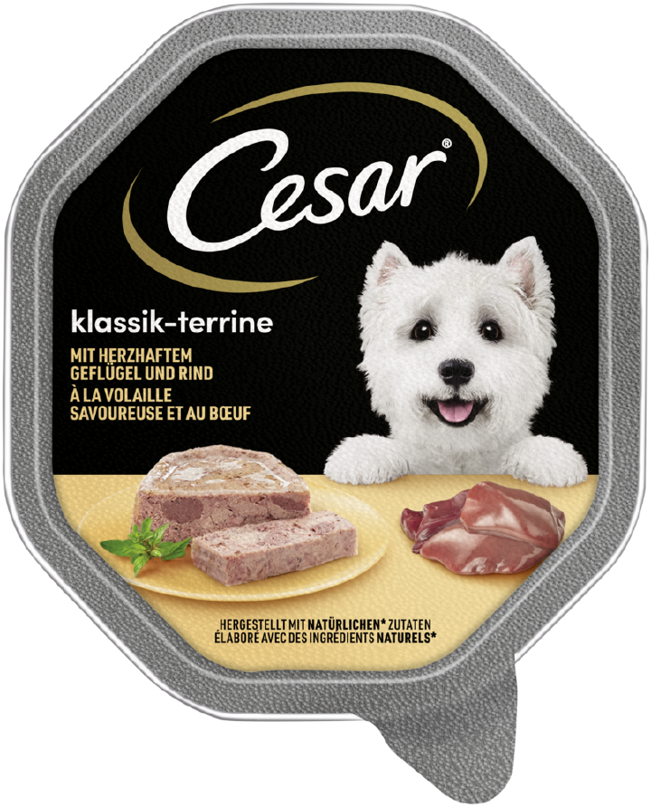 Cesar Hunde-Nassfutter Klassik-Terrine mit köstlichem Geflügel und Rind